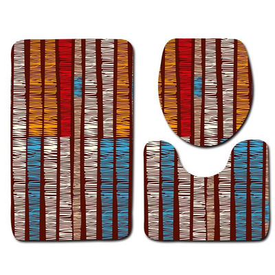 Zeegle 3gab ģeometrisks tualetes paklāja komplekts Neslīdošs vannas paklājiņš Vannas istabas grīdas paklāji Mazgājams vāks Tualetes pārvalki Vannas istabas piederumi