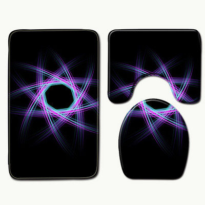 Zeegle 3gab paklāju komplekts vannas istabai 3D druka Neslīdošs vannas paklājiņš vannas istaba virtuves paklājs kājslauķis dekors tualetes sēdekļa pārklājs paklājs