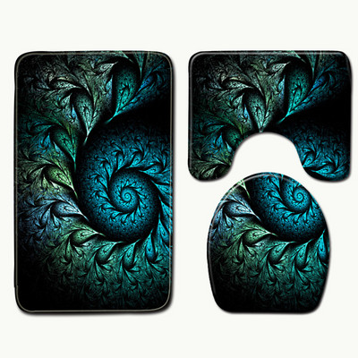 Zeegle 3gab paklāju komplekts vannas istabai 3D druka Neslīdošs vannas paklājiņš vannas istaba virtuves paklājs kājslauķis dekors tualetes sēdekļa pārklājs paklājs