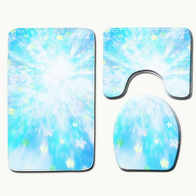 Zeegle 3gab paklāju komplekts vannas istabai 3D druka Neslīdošs vannas paklājiņš vannas istaba virtuves paklājs kājslauķis dekors tualetes sēdekļa pārklājs paklājs