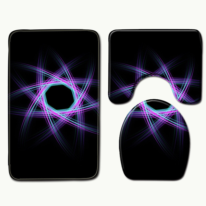 Zeegle 3gab paklāju komplekts vannas istabai 3D druka Neslīdošs vannas paklājiņš vannas istaba virtuves paklājs kājslauķis dekors tualetes sēdekļa pārklājs paklājs