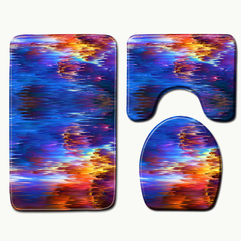 Zeegle 3gab paklāju komplekts vannas istabai 3D druka Neslīdošs vannas paklājiņš vannas istaba virtuves paklājs kājslauķis dekors tualetes sēdekļa pārklājs paklājs