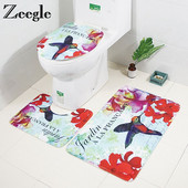 Zeegle 3gab Vannas istabas paklājiņu komplekts Tintes krāsošana Vannas paklājiņš Pretslīdes tualetes grīdas paklāji Vannas istabas paklāji Flaneļa tualetes paklājiņu komplekti vannas paklāju komplekti