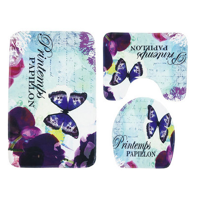 Zeegle 3gab Vannas istabas paklājiņu komplekts Tintes krāsošana Vannas paklājiņš Pretslīdes tualetes grīdas paklāji Vannas istabas paklāji Flaneļa tualetes paklājiņu komplekti vannas paklāju komplekti