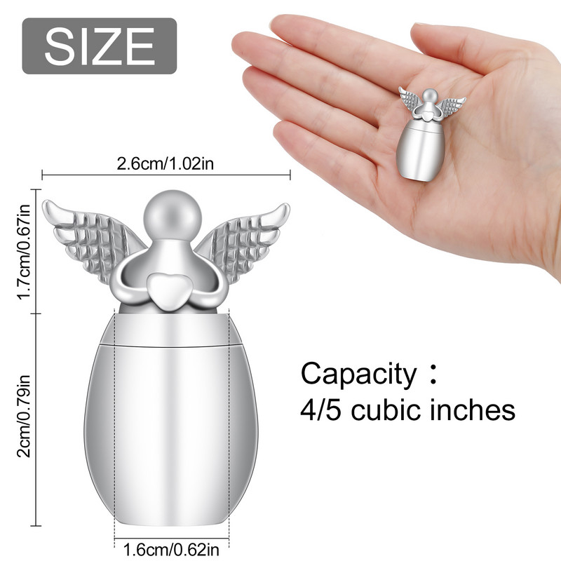 Personalizētas eņģeļa spārna piemiņas urnas cilvēkiem/dzīvnieku pelnu turētājam Mini kremācijas urnas nerūsējošā tērauda piemiņas pelnu burka