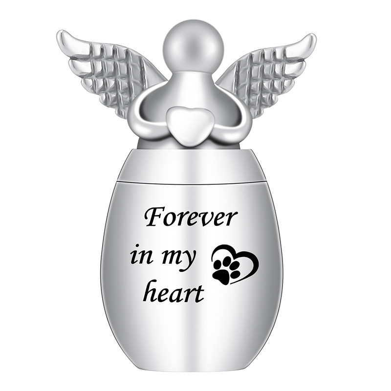 Personalizētas eņģeļa spārna piemiņas urnas cilvēkiem/dzīvnieku pelnu turētājam Mini kremācijas urnas nerūsējošā tērauda piemiņas pelnu burka