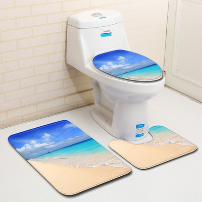 Zeegle Beach apdrukāti vannas istabas paklājiņi un paklāji tualetes paklājiņš 3gab WC paklāja komplekts Memory Foam vannas paklājiņi Vannas istabas neslīdošs dušas paklājiņš