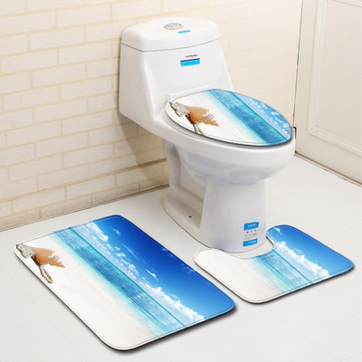 Zeegle Beach apdrukāti vannas istabas paklājiņi un paklāji tualetes paklājiņš 3gab WC paklāja komplekts Memory Foam vannas paklājiņi Vannas istabas neslīdošs dušas paklājiņš