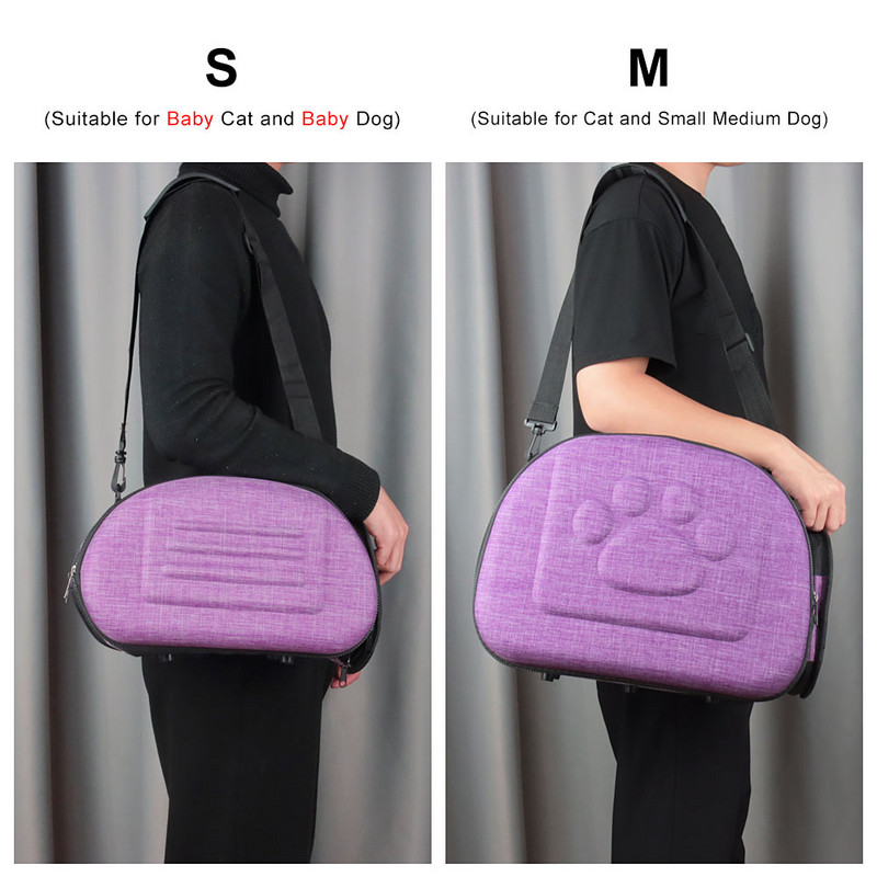 Torba za mačke Prijenosna sklopiva torba za nošenje kućnih ljubimaca Putna torba za automobil Na rame za male pse Ručno ljubičasta siva
