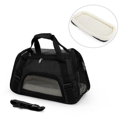 Mīkstas virsmas mājdzīvnieku pārnēsāšanas kaķu soma āra ceļojumiem, elpojošs mājdzīvnieku rokassomu pārvadātājs suņiem ar paliktni