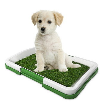 Преносимо гърне за кучета с изкуствена трева Подвижна тоалетна за домашни любимци с решетка Кученце Тренажор за баня Turf Patch 3 слоя _WK