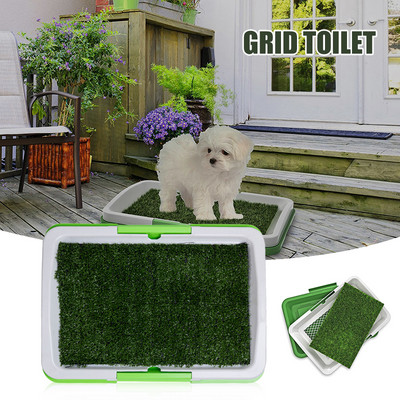 Преносимо гърне за кучета с изкуствена трева Подвижна тоалетна за домашни любимци с решетка Кученце Тренажор за баня Turf Patch 3 слоя _WK