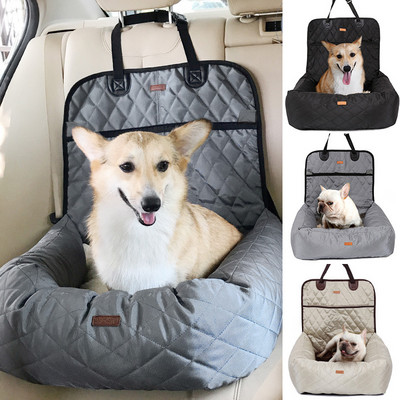 2 в 1 Pet Dog Carrier Сгъваема подложка за столче за кола за домашни любимци Безопасна къща за носене Puppy Bag Аксесоари за пътуване на кола Водоустойчива чанта за кучешка седалка Кошница