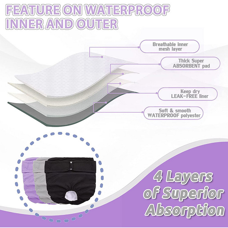 Pelene za pse koje se mogu prati za pse Donje rublje za kućne ljubimce Fiziološke higijenske kratke hlače Izdržljive gaćice za pse za male srednje velike pse