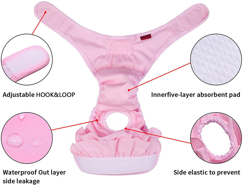 Pārnēsājamas mājdzīvnieku biksītes Bikses Atkārtoti lietojamas mazgājamas suņu autiņbiksītes Ļoti uzsūcošas, necaurlaidīgas sieviešu autiņbiksītes Pamperi mājdzīvnieku meiteņu suņu apakšveļa