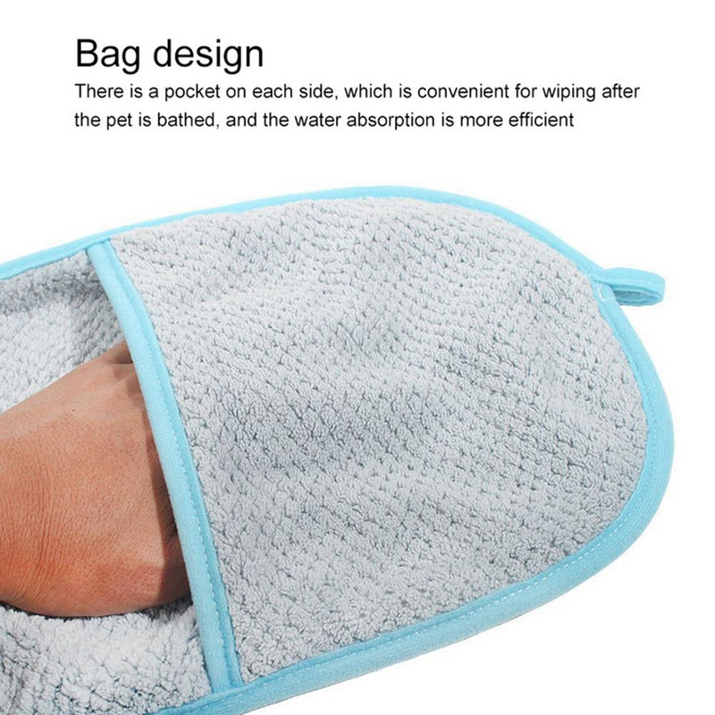 Кърпи за баня за домашни любимци Дишащи щадящи кожата супер абсорбиращи бързосъхнещи кърпи с джобове за ръце за котки кучета