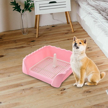 Поднос за гърне за кучета Поддържайте подовете чисти със защитна стена от всяка страна против пръски, неплъзгаща се тоалетна за кучета за обучение на пикаене Таралеж