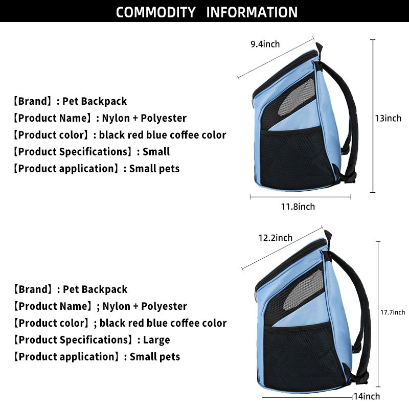 Plavo-crvena torba za nošenje mačaka Prozračna ruksak za putovanja na otvorenom za nošenje pasa Oprema za kućne ljubimce Pribor za pse za male pse