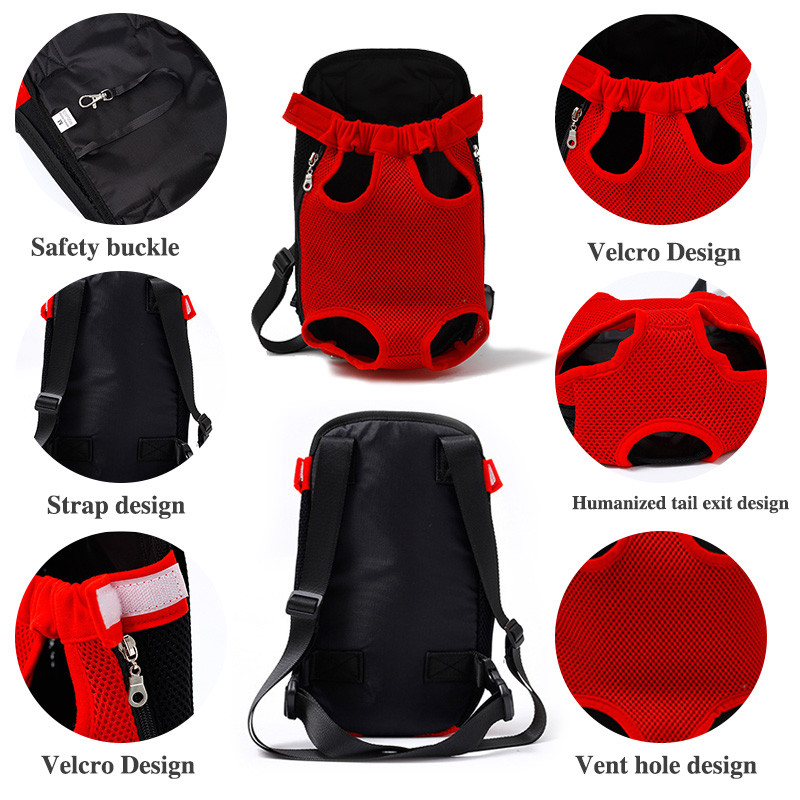 Pārnēsājama mājdzīvnieku suņu nēsāšanas mugursoma āra ceļojumu mājdzīvnieku siksnas plecu soma priekšējās kājas soma ar regulējamu tīkla suņu siksnu