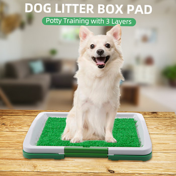 Dog Litter Box Pad Potty Training Synthetic Grass Mesh Δίσκος 3 στρώσεων Τουαλέτα κατοικίδιων για σκύλους σε εσωτερικό χώρο σε εξωτερικό χώρο