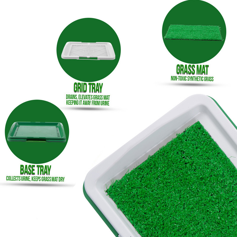 Kutija s pijeskom za pse Podloga za odvikavanje na nošu Mrežasta posuda od sintetičke trave 3 sloja Toalet za kućne ljubimce za pse u zatvorenom prostoru na otvorenom