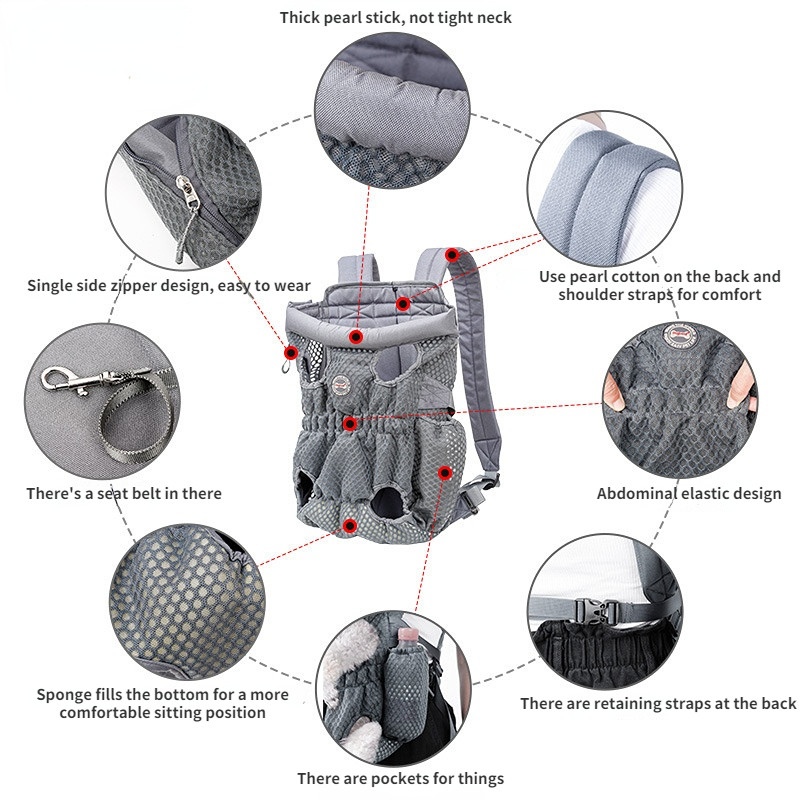 Prijenosni prozračni mekani ruksak za pse za male i srednje pse Teddy Travel Outdoors Carry Torba za prsa Dog Carry pribor