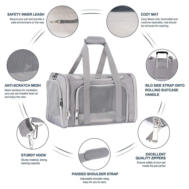Prijenosna torba za nošenje pasa za kućne ljubimce Sklopivi ruksak za pse Prozračna transportna torba odobrena od zrakoplovnih kompanija za male pse Mačke