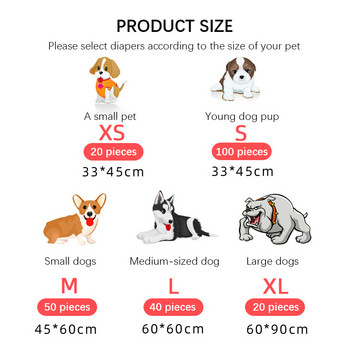 Пелени за кучета Женски Мъжки Еднократни Малки Средни Големи XS SML XL Стоки за домашни любимци Супер абсорбиращи пелени Аксесоари за еднократна употреба
