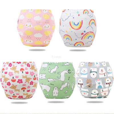 5 bucăți/lot scutece de pânză pentru copii, pantaloni de antrenament pentru băieți, 6 straturi, impermeabili, reutilizabili, din bumbac, pantaloni scurți pentru copii, lenjerie de corp pentru fete, scutece, chiloți
