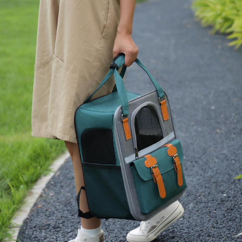 CAWAYI KENNEL Kaķu pārnēsāšanas mugursoma liela ietilpība mazo suņu transportēšanas somas Elpojošs mājdzīvnieku pārnēsājams āra dubultā plecu soma