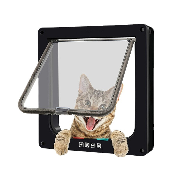 Išmaniosios naminių gyvūnėlių durys, keturių krypčių užrakinimo saugos užraktas ABS plastikinis šunų kačių sklendės durelės, valdomos krypties jungikliu, mažų gyvūnų reikmenys