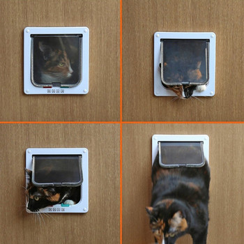 S/M/L Πόρτα με πτερύγιο 3 χρωμάτων με πορτάκι ασφαλείας 4 κατευθύνσεων για γατάκι σκύλου γατούλα Μικρό κατοικίδιο Πόρτα Κιτ πόρτας για γάτα κουτάβι Πύλη ασφαλείας