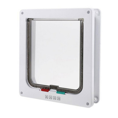 Viedās mājdzīvnieku durvis, četrvirzienu bloķēšanas drošības slēdzene ABS plastmasas suņu kaķu atloka durvis, vadāmas, virziena slēdža durvis, mazo mājdzīvnieku piederumi