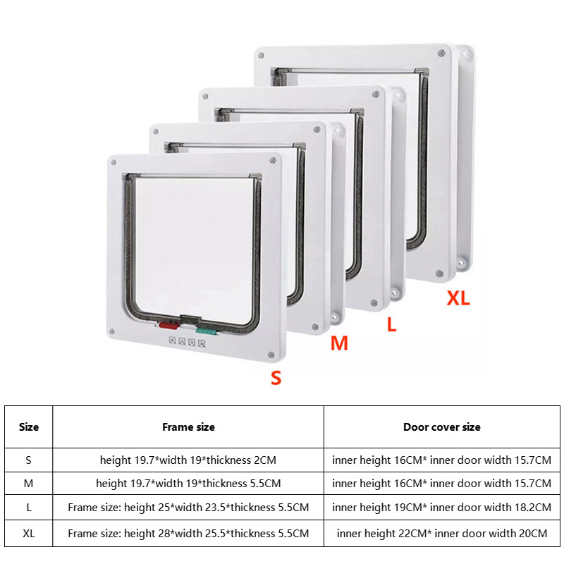 Viedās mājdzīvnieku durvis, četrvirzienu bloķēšanas drošības slēdzene ABS plastmasas suņu kaķu atloka durvis, vadāmas, virziena slēdža durvis, mazo mājdzīvnieku piederumi