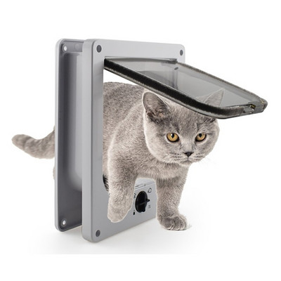 Πορτάκι για σκύλο γάτα με κλειδαριά ασφαλείας 4 κατευθύνσεων Είσοδος Έλεγχος εξόδου Γατάκι κουτάβι Μικρό κατοικίδιο ABS Πλαστικές πόρτες Πόρτες Προμήθειες για κατοικίδια