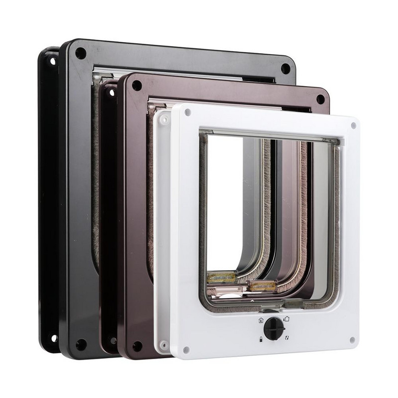 Pas Mačka Poklopna vrata s 4 smjera sigurnosne brave Kontrola ulaza Izlaz Mačić Štene Mali ljubimac ABS plastična vrata Vrata Oprema za kućne ljubimce