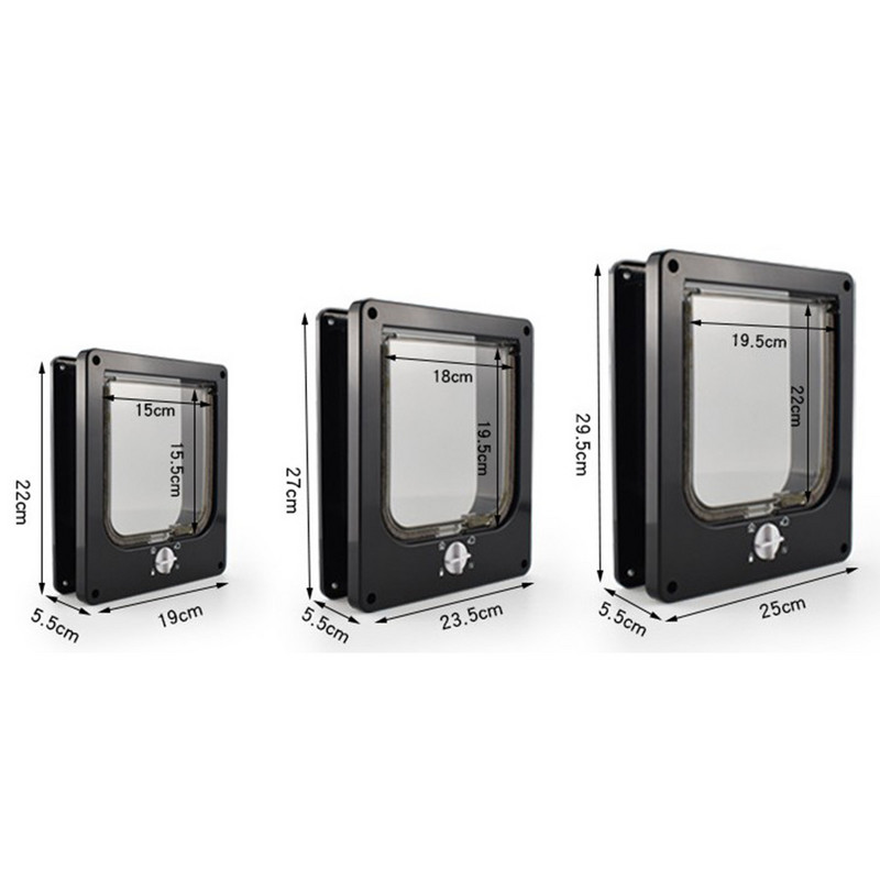 Pas Mačka Poklopna vrata s 4 smjera sigurnosne brave Kontrola ulaza Izlaz Mačić Štene Mali ljubimac ABS plastična vrata Vrata Oprema za kućne ljubimce