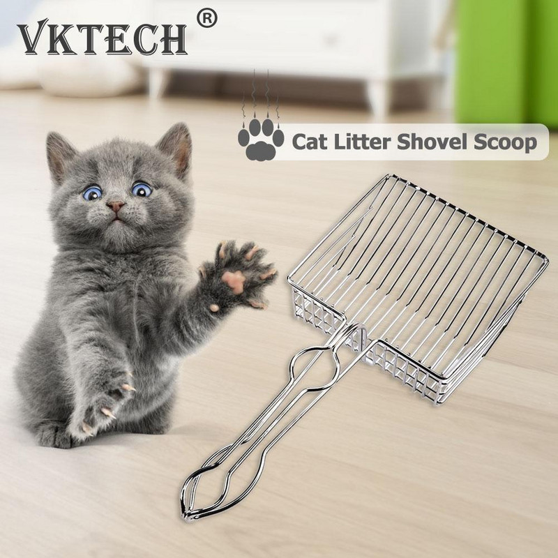 Lopatica za mačji pijesak Metalna lopatica od nehrđajućeg čelika Čistač otpadne izmet Kućni ljubimci Pesak za mačiće Lopata za pijesak Kućansko čišćenje kućnih ljubimaca