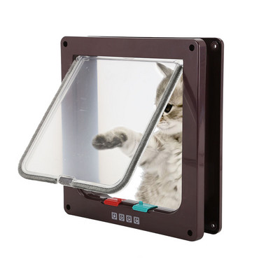 S/M/L 2 värvi kassi klappuks 4-suunalise lukuga turvaluukuks koera kassipojale Väikese lemmiklooma värava uksekomplekt kassi kutsika turvavärav