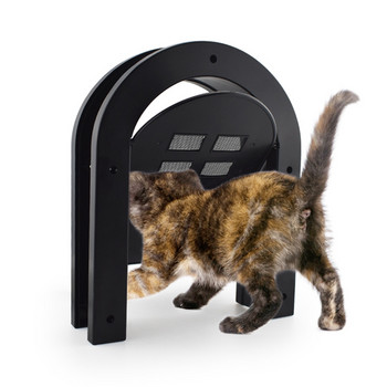 1 τμχ Abs Πλαστική Πόρτα κατοικίδιων κατοικιών γάτας σκύλου με σήτα με ελεύθερη είσοδο Μαγνητική πόρτα με παράθυρο Αξεσουάρ κατοικίδιων ζώων για ξύλινη πόρτα 24x4x29cm Πορτάκι