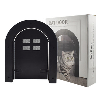 1 τμχ Abs Πλαστική Πόρτα κατοικίδιων κατοικιών γάτας σκύλου με σήτα με ελεύθερη είσοδο Μαγνητική πόρτα με παράθυρο Αξεσουάρ κατοικίδιων ζώων για ξύλινη πόρτα 24x4x29cm Πορτάκι