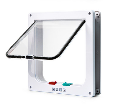 Viedās mājdzīvnieku durvis, četrvirzienu bloķēšanas drošības slēdzene ABS plastmasas suņu kaķu atloka durvis, vadāmas, virziena slēdža durvis, maza izmēra mājdzīvnieku piederumi