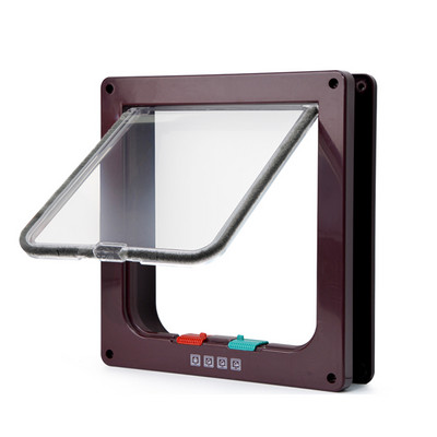 Viedās mājdzīvnieku durvis, četrvirzienu bloķēšanas drošības slēdzene ABS plastmasas suņu kaķu atloka durvis, vadāmas, virziena slēdža durvis, maza izmēra mājdzīvnieku piederumi