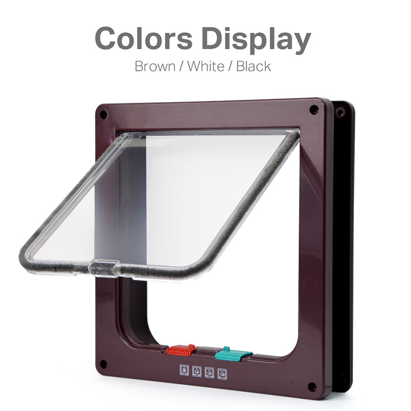 Viedās mājdzīvnieku durvis, četrvirzienu bloķēšanas drošības slēdzene ABS plastmasas suņu kaķu atloka durvis, vadāmas, virziena slēdža durvis, maza izmēra mājdzīvnieku piederumi