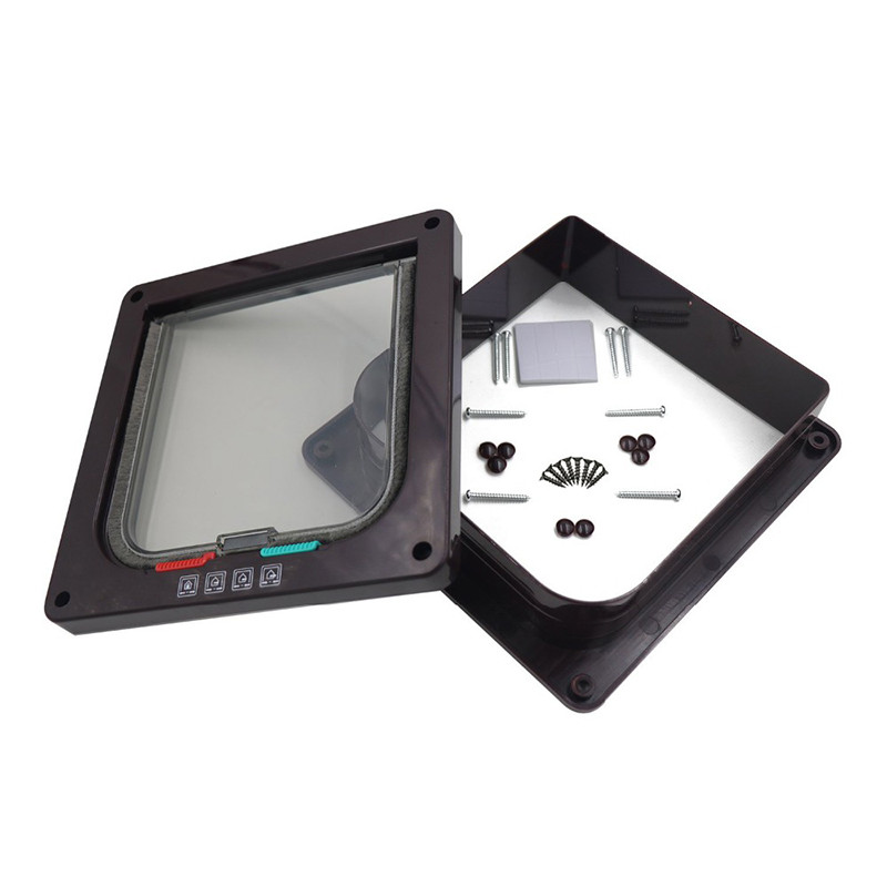 Viedās mājdzīvnieku durvis, četrvirzienu bloķēšanas drošības slēdzene ABS plastmasas suņu kaķu atloka durvis, vadāmas, virziena slēdža durvis, maza izmēra mājdzīvnieku piederumi