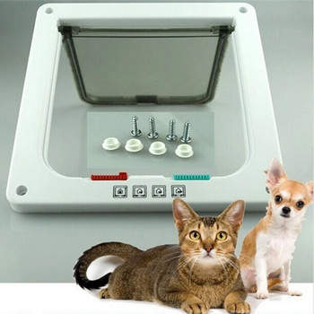 Προμήθειες για κατοικίδια πόρτα για γάτα γάτα σκύλου με πορτάκι ασφαλείας 4 κατευθύνσεων ABS πλαστικό S/M/L Μικρό κατοικίδιο ζώο, γάτα, σκύλο, πόρτα για κατοικίδια