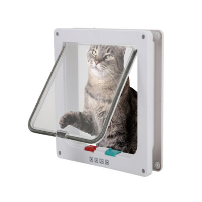 S/M/L 2 värvi kassi klappuks 4-suunalise lukuga turvaluukuks koerale kassipojale Väikese lemmiklooma värava uksekomplekt lemmiklooma turvavärav