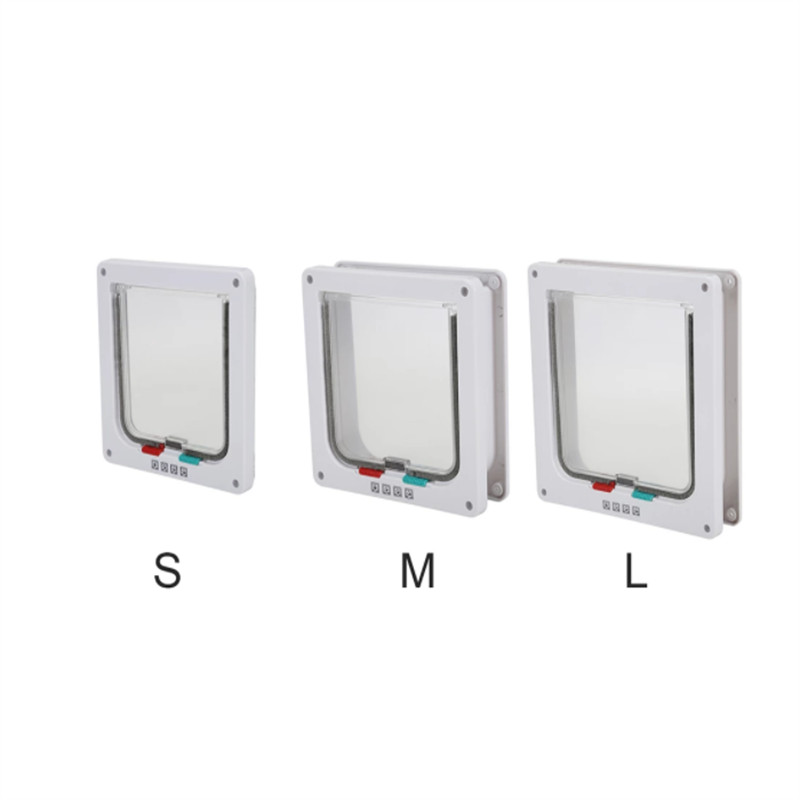 S/M/L 2 värvi kassi klappuks 4-suunalise lukuga turvaluukuks koerale kassipojale Väikese lemmiklooma värava uksekomplekt lemmiklooma turvavärav