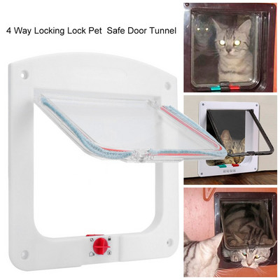 4-посочна заключваща се врата за котки за вътрешни външни врати Устойчиви на атмосферни влияния врати за домашни любимци за котки и кучета, подходящи за прозорци и стени