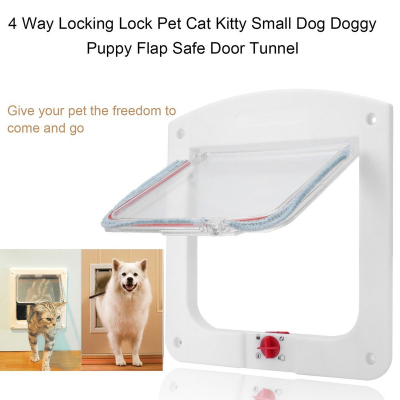 Vrata za mačke s 4 smjera zaključavanja za unutarnja vanjska vrata Vrata za kućne ljubimce otporna na vremenske uvjete za mačke i pse Prikladna za prozore i zidove